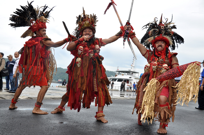 Kabasaran dance of Minahasa tribe, always performed during special event in Bitung