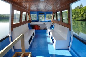 The Interior of one of our private dive boats.
