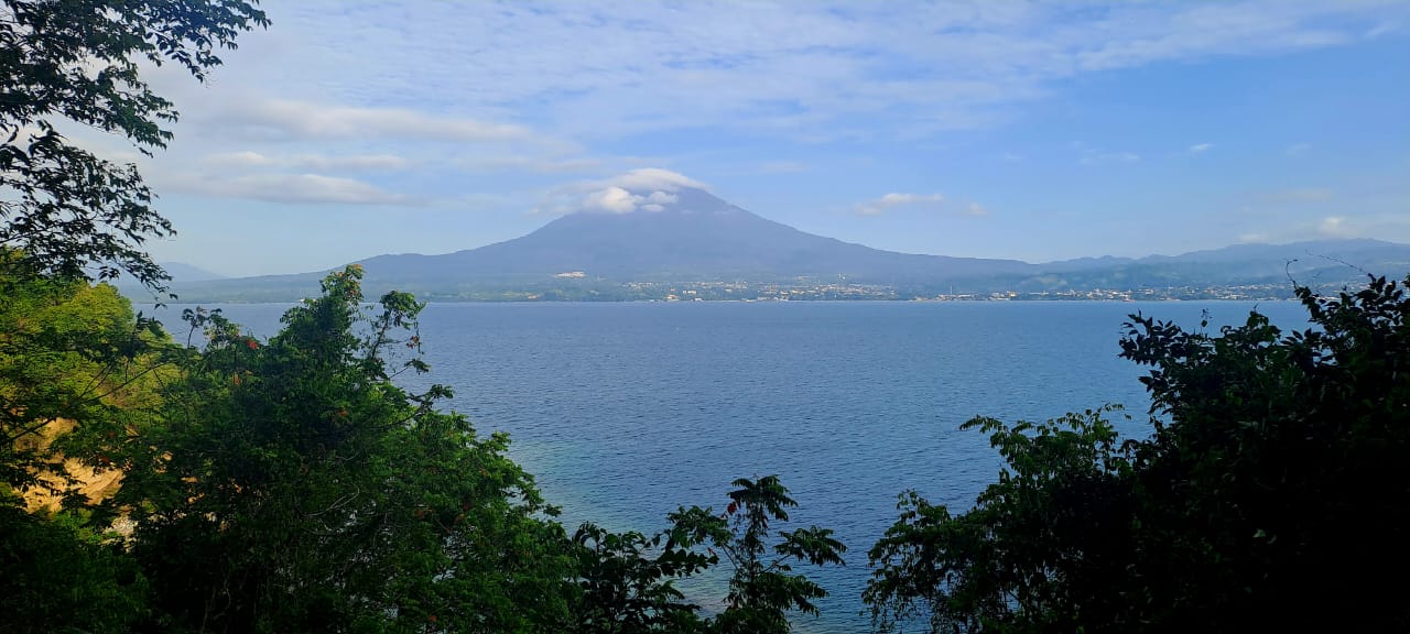 View of Mt. Lokon, from Bungalow Musang - Divers Lodge Lembeh Resort